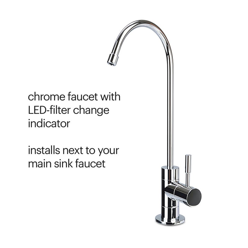 Brondell Coral UC300 Under Sink Water Filtration System â€“ Reduces PFAS, Lead, & Chlorine in Drinking Water, Water Purifier with Designer Chrome Faucet â€“ Quick Change Filter, WQA Gold Seal-Certified - Image 5